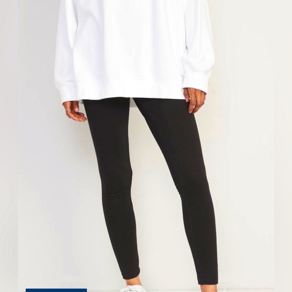 Old Navy High Waisted Fleece Lined Leggings for Women Size XL Black NWOT